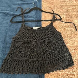Zara Dark Crochet Crop Top